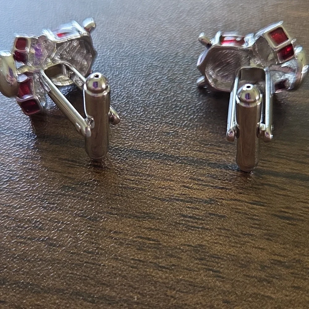 Silver and Red Drum Cuff Links